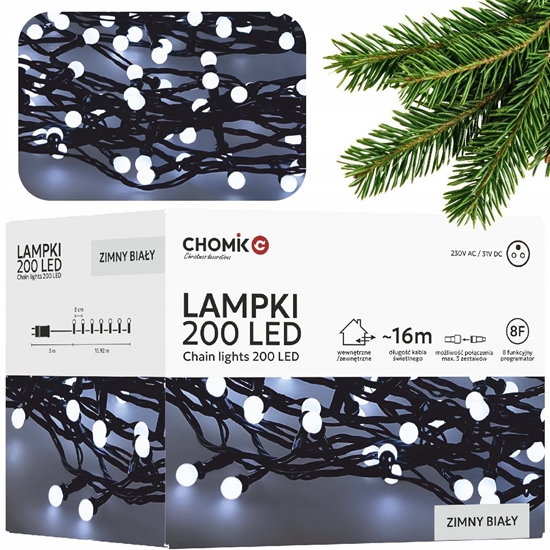 Picture of Extralink | Lampki LED | kulki 200L zimny biay, d. 3 + 16 m