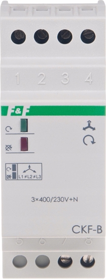 Picture of F&F Przekanik kolejnoci i zaniku faz F&F CKF-BR-TRMS 10A 1NO/NC opónienie 4s asymetria 40-80V True RMS na szyn DIN