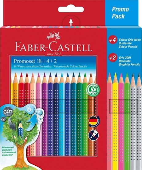 Изображение Faber-Castell KREDKI OÓWKOWE FABER-CASTELL GRIP 2001 18 KOLORÓW+4 KOLORY NEONOWE+2 OÓWKI