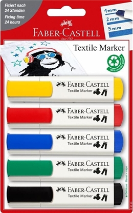 Изображение Faber-Castell Markery do tkanin zestaw podstawowy 5szt