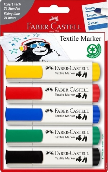 Изображение Faber-Castell Markery do tkanin zestaw podstawowy 5szt