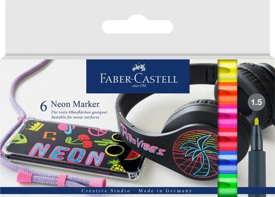 Picture of Faber-Castell pisaki akwarelowe 15 cm 1,5 mm neon 6 szt
