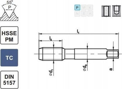 Изображение Fanar GWINTOWNIK G 1/8" DIN5157/2-P HSSE-PM HRC40 TICN