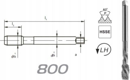 Attēls no Fanar GWINTOWNIK M12 DIN-376C L40 LH (6H) HSSE 800