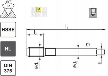 Изображение Fanar GWINTOWNIK M16 DIN-376C R40 (6H) HSSE HL INOX