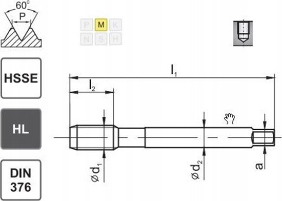 Изображение Fanar GWINTOWNIK M16 DIN-376C R40 (6H) HSSE HL INOX