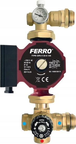 Picture of Ferro GM60GPA GRUPA MIESZAJCA DO ROZDZIELACZA 1" Z POMP ELEKTROOICZN 25-6 130 // TG.ROZ.GRUPA.MIESZ-60