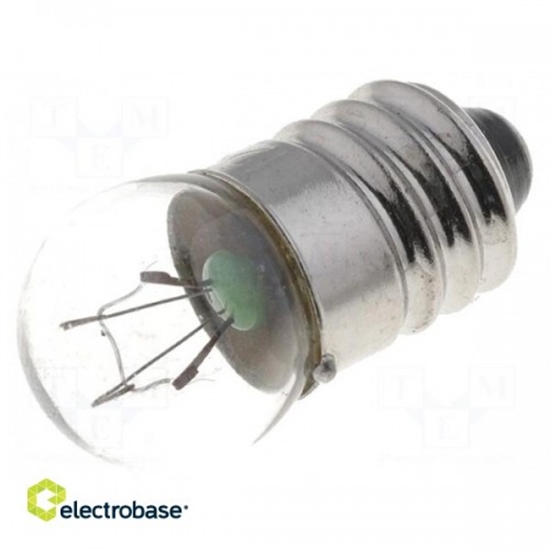 Picture of Filament lamp: miniature; E10; 12VDC; 100mA; Bulb: spherical; 1.2W