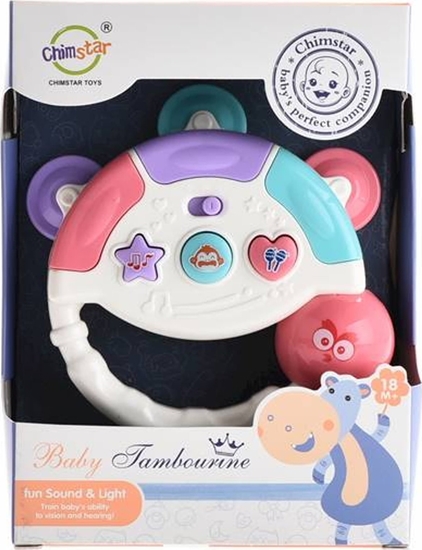 Picture of Fisher Price Grzechotka Interaktywna Tamburyn Dwiki Ksztaty Muzyczna Zabawka Kolorowa