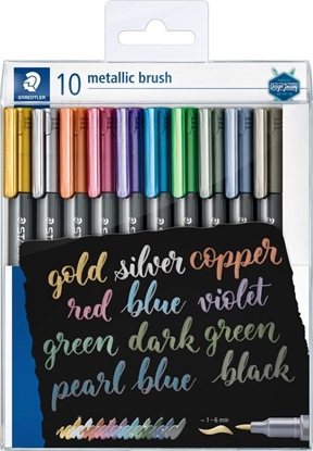 Attēls no Flamaster pdzelkowy Metallic brush do Bullet Journal miks 10 kol Staedtler
