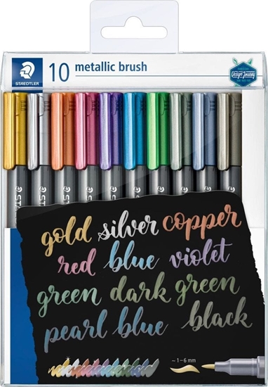 Picture of Flamaster pdzelkowy Metallic brush do Bullet Journal miks 10 kol Staedtler