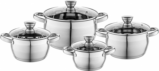 Изображение Florina ZESTAW GARNKÓW OLIVER INOX 8 CZ. (1,3L 1,8L 2,5L 4,5L +POKRYWKI)