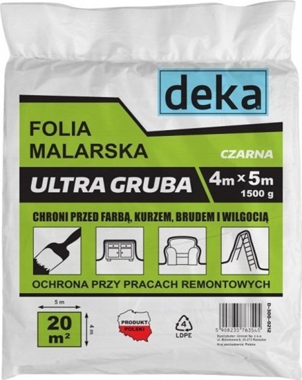 Изображение Folia malarska Deka FOLIA MALARSKA ULTRA GRUBA CZARNA 4*5M 1500G