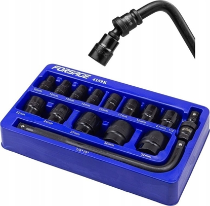 Attēls no Forsage Zestaw nasadek udarowych 1/2" 15el. (6-ktnych) (10-32mm)