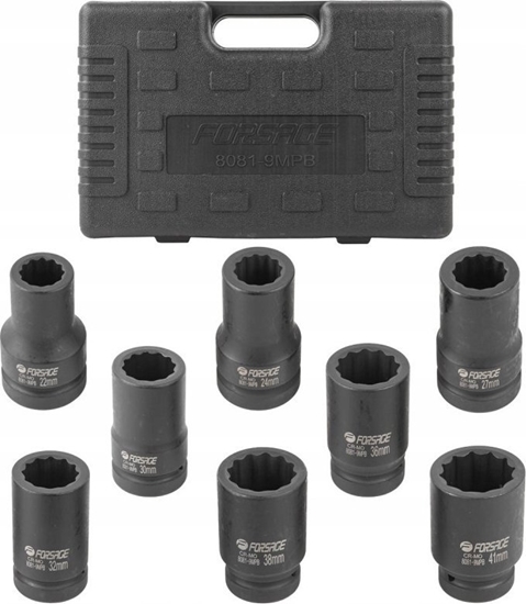 Picture of Forsage Zestaw nasadek udarowych gbokich 1" 8el. (12-ktnych) (22-41mm)