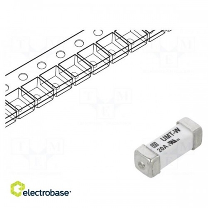 Picture of Fuse: fuse | time-lag | 20A | 125VAC | 125VDC | SMD | ceramic | copper