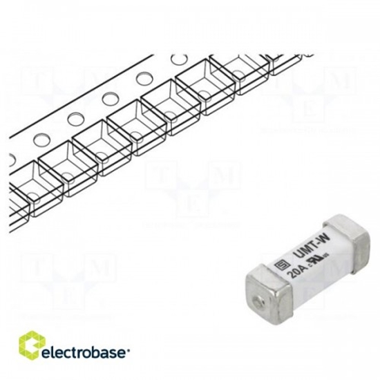 Picture of Fuse: fuse | time-lag | 20A | 125VAC | 125VDC | SMD | ceramic | copper