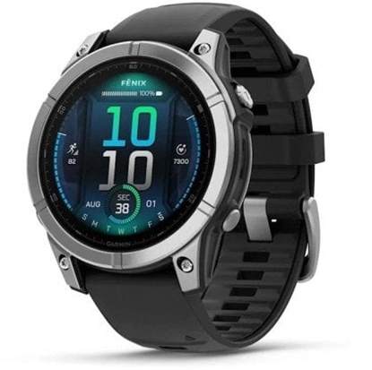 Picture of Garmin fnix® E AMOLED stainless steel with a black silicone band