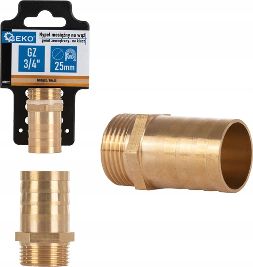 Picture of Geko Nypel mosizny na w 25mm  gwint zewntrzny 3/4"  na klucz (250)