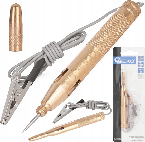 Picture of Geko Próbnik napicia samochodowy metalowy 6-24V z przewodem 90cm (96)