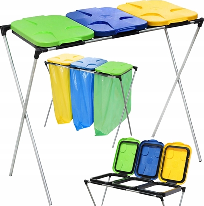 Attēls no Geko STOJAK KOSZ NA 3 WORKI NA MIECI DO SEGREGACJI GEKO