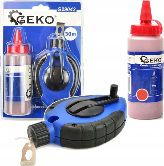 Изображение Geko Sznurek traserski 30m + kreda 115g czerwona