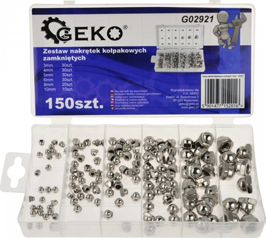 Picture of Geko ZESTAW NAKRTEK KOPAKOWYCH ZAMKNITYCH 150SZT.(20) G02921 GEKO