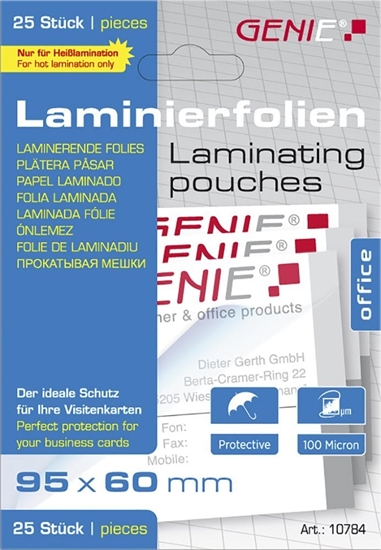 Изображение Genie GENIE Laminiertaschen 25 im Visitenkartenformat - Folien