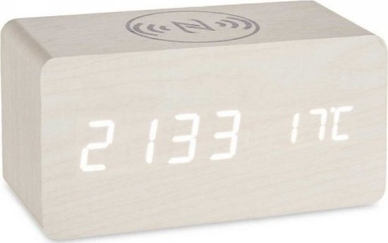 Picture of Gift Decor Cyfrowy Zegarek Stacjonarny Biay PVC Drewno MDF (15 x 7,5 x 7 cm)