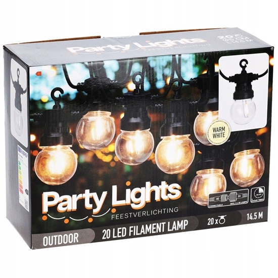 Изображение Girlanda Ogrodowa Dekoracyjna arówka Lampki LED VILDE 9,5 m 20 szt.