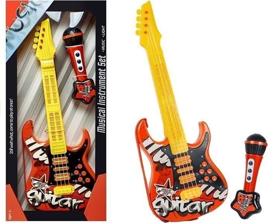 Изображение Gitara Elektryczna Mikrofon Struny Czerwona