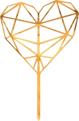 Изображение GoDan Dekoracja akrylowa na tort diamentowe serce zota