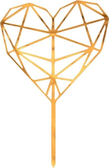 Изображение GoDan Dekoracja akrylowa na tort diamentowe serce zota