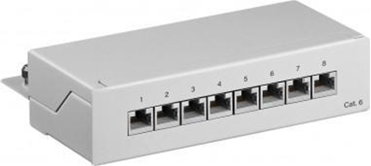 Изображение Goobay CAT 6 panel krosowy mini/biurkowy, 8 portów - Wersja kolorystyczna Szary