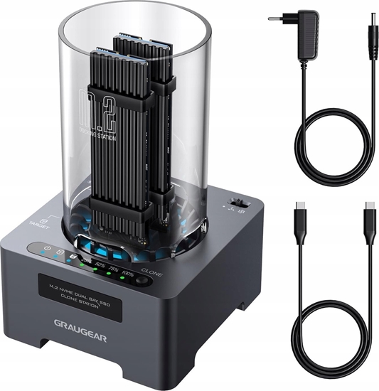 Picture of Graugear Graugear Klon-Station für M.2-NVMe-SSD - mit Lüfter und One-Touch-Klontaste