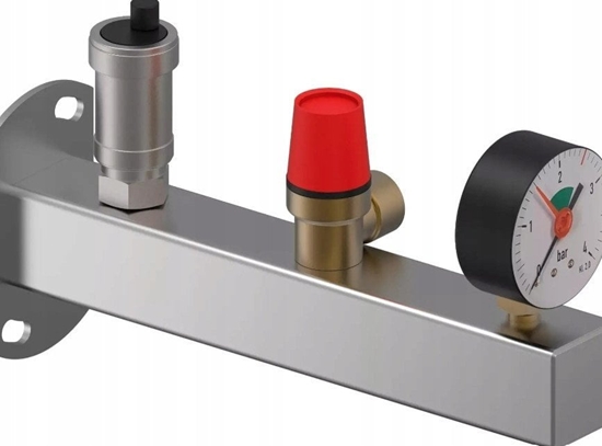 Picture of Grupa bezpieczestwa 3 bar INOX z manometrem, zaworem bezpieczestwa i automatycznym odpowietrznikiem C.O.