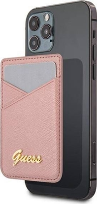 Изображение Guess Kiesze na karty Wallet Card Slot GUWMSSASLPI MagSafe Saffiano róowy/pink