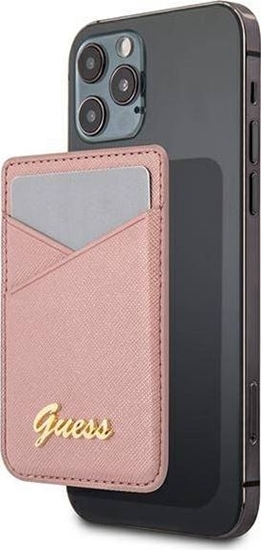 Изображение Guess Kiesze na karty Wallet Card Slot GUWMSSASLPI MagSafe Saffiano róowy/pink