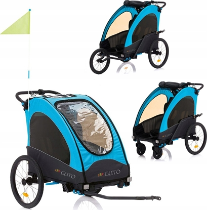 Picture of Guto Guto Przyczepka, wózek, jogger 3w1 Aluminium Deluxe Buggy PRO Black-Blue, EAN 5909876513148