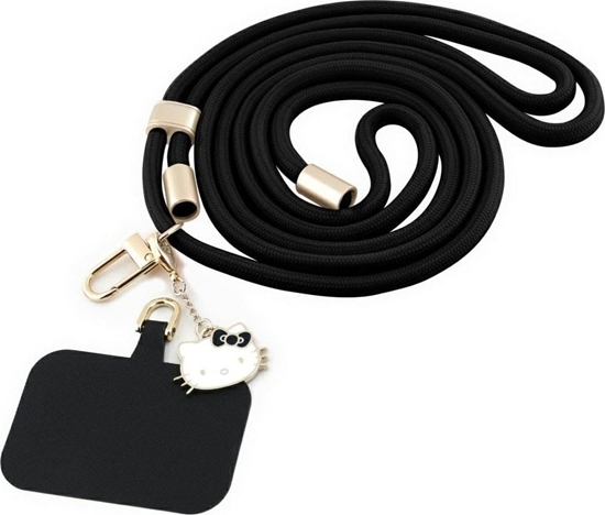 Picture of Hello Kitty Patch & Kitty Head Charm Universal Phone Lanyard Black