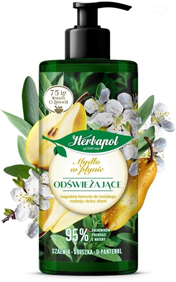 Изображение HERBAPOL Mydo w pynie odwieajce Szawia, Gruszka, D-pantenol 390 ml