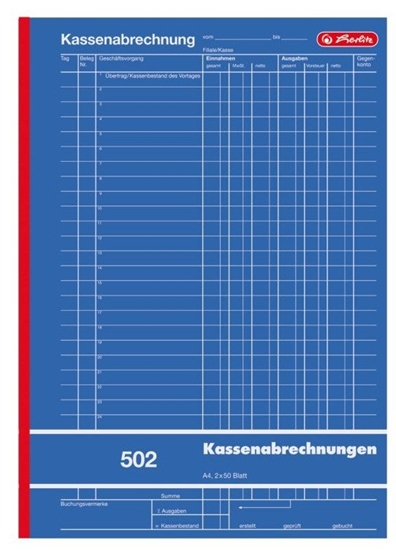 Picture of Herlitz Kassenabrechnung A4 502 2x 50 Blatt