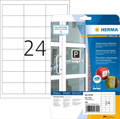 Picture of Herma HERMA  Wetterfeste Imprägn.Etik.A4 20 Blatt 66x33.8