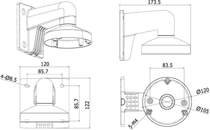 Attēls no Hikvision UCHWYT KAMERY DS-1272ZJ-120(BLACK) Hikvision