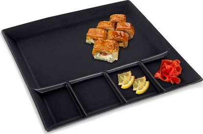 Изображение Hit Talerz obiadowy dzielony na przekski porcelanowy czarny 25x25 cm