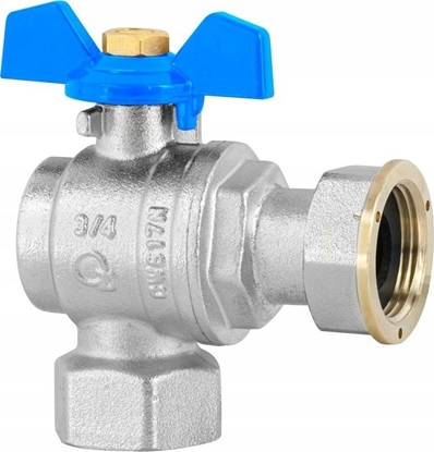 Attēls no Hydroland Zawór kulowy do pieca Lechar ART.3434-20 ktowy ze rubunkiem 3/4 niebieski