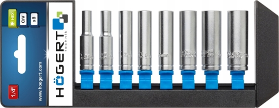 Picture of Högert Technik Zestaw nasadek dugich 1/4, 8 szt. HT1A886