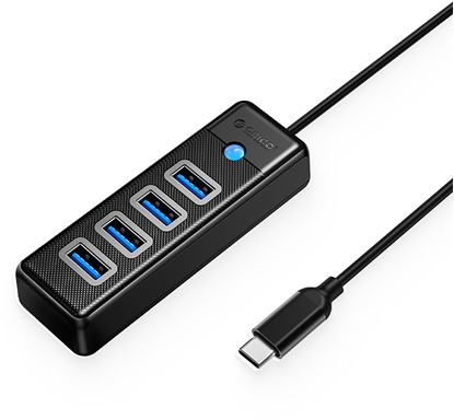 Attēls no Orico Orico PW4U-C3 USB-C / 4x USB-A 3.0 Hub - Black