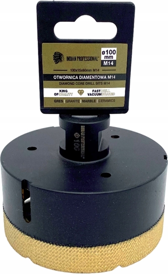 Изображение INDIAN PROFESSIONAL KORONA DIAMENTOWA M14 100mm WIERCENIE NA SUCHO /INDIAN PROFESSIONAL