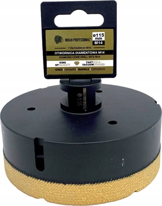 Изображение INDIAN PROFESSIONAL KORONA DIAMENTOWA M14 115mm WIERCENIE NA SUCHO /INDIAN PROFESSIONAL